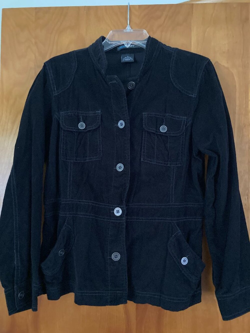 French Cuff black corduroy jacket size large